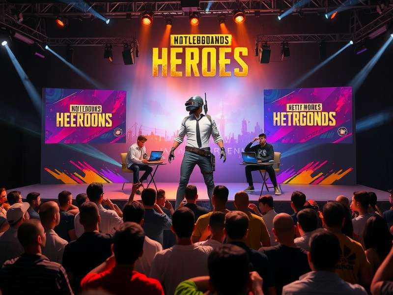 Desi PUBG Heroes tournament in Delhi with players competing on stage and large crowd cheering
